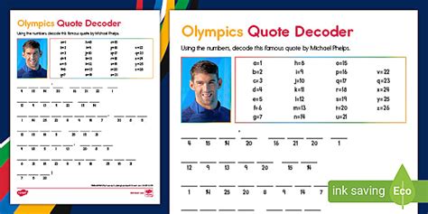 Olympic Quote Decoder Activity Creat De Profesori