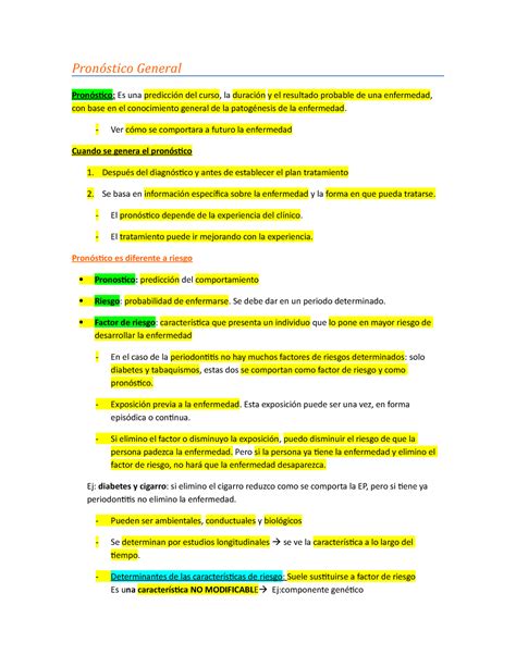 Pronóstico General Pronóstico General Pronóstico Es una predicción