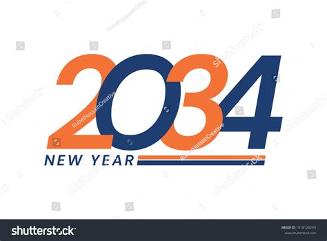 Happy New Year 2034 Logo Design Stock Vector Royalty Free 1918128293