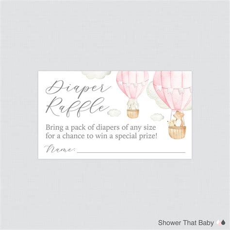 Pink Hot Air Balloon Diaper Raffle Tickets And Diaper Raffle Sign Printable Pink Up And Away