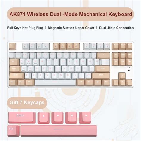 Wireless Ergonomic Hot Swappable AK871 Mechanical Gaming Keyboard With 87 Keys For Office PC