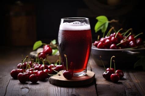 Premium AI Image | Craft Cherry Beer and Cherry Berries A Tasty ...