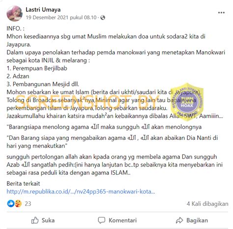 Salah Ditetapkan Sebagai Kota Injil Manokwari Larang Perempuan