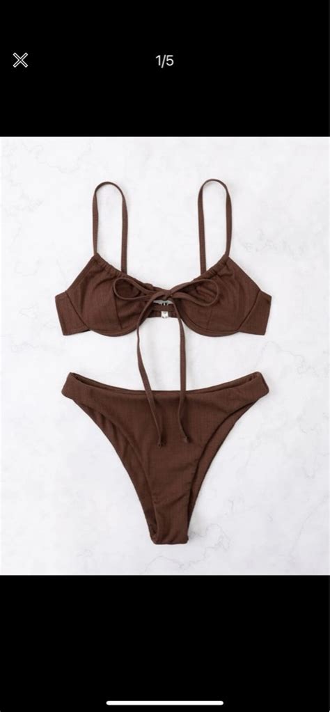 Bikini Set Brown Women S Fashion Swimwear Bikinis Swimsuits On Carousell
