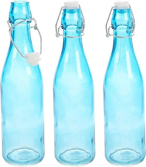 Amazon De Blaue Und Liter Glasflaschen Mit B Gelverschluss Und