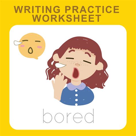 Writing practice worksheet. Educational about feelings. Facial