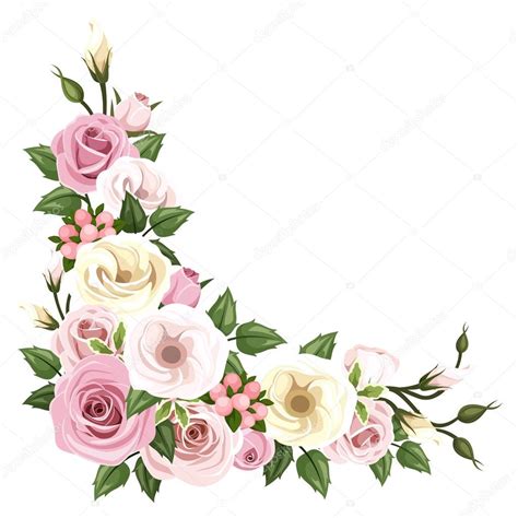 Rosas Y Flores De Lisianto Fondo De Esquina Vectorial Vector De