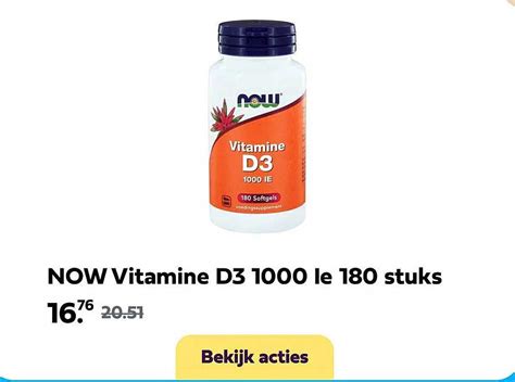 Now Vitamine D3 1000 IE 180 Stuks Aanbieding bij Plein - 1Folders.nl