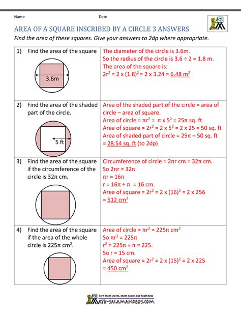 square   circle area