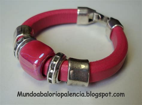 Mundo Abalorio Palencia Pulsera De Cuero Regaliz Rosa