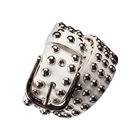 Buy Studded Belt White Leather Leatherbeltsonline