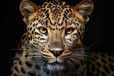 Premium Ai Image Portrait Of A Leopard On A Black Background Closeup