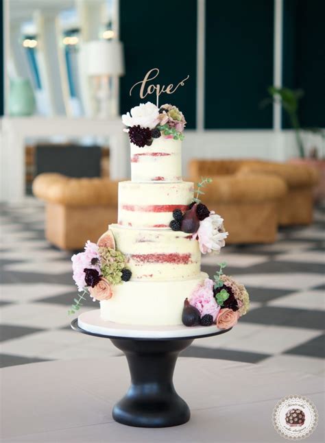 Peony Fruit Semi Naked Wedding Cake Mericakes Cake Designer