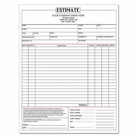 40 Auto Repair Estimate Template | Desalas Template