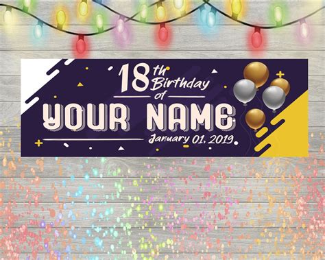 18th Birthday Banner Personalized Sign Purple Gold Silver - Etsy