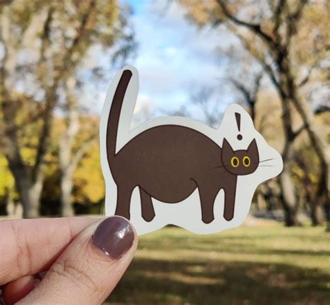Scared Fat Cat Phiona Glossy Vinyl Sticker Etsy
