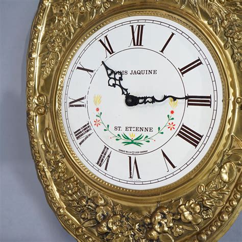Antique French Louis Jaquine Brass Wag-on-the Wall Clock 19th C For