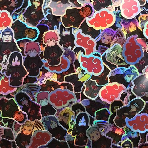 jual stiker lucu akatsuki chibi anime naruto bahan hologram shopee