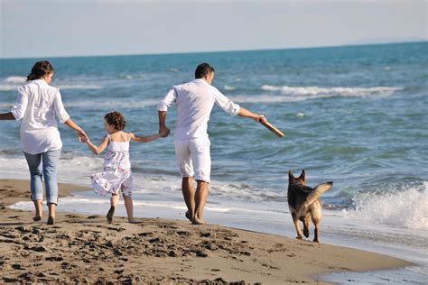 família feliz brincando cachorro na praia 12644758 Foto de stock no