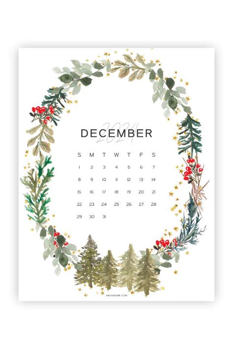 Cute December Calendar Free Monthly Printables Anjahome