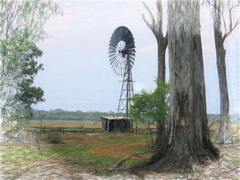 Windmill At The Station Pencil Sketch Mixed Media by Joan Stratton ...