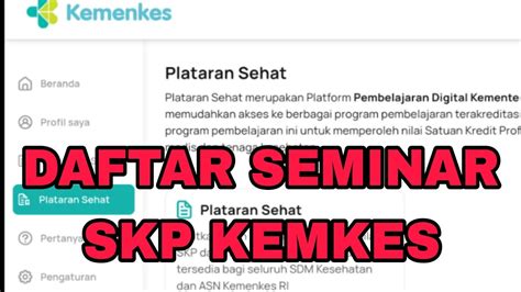 Cara Daftar Seminar Lewat Aplikasi Satusehat Pelataran Sehat Youtube