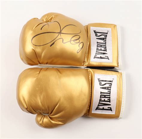 Floyd Mayweather Jr Signed Gold Everlast Boxing Glove Beckett