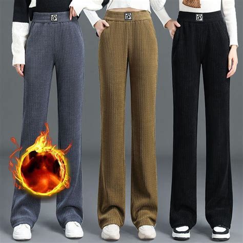 Купить Новые зимние женские прямые брюки-трубы с высокой талией ...