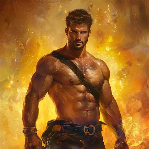 Portrait Of A Handsome Muscular Man In A Leather Belt With A Naked Torso Premium AI Generated