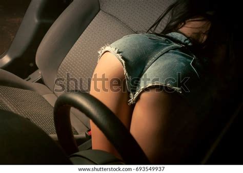 Sexy Brunette Driving Car Lingerie Stock Photo Shutterstock