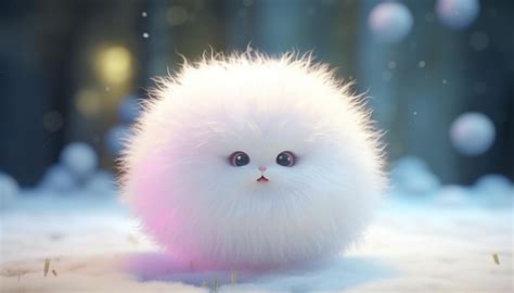 Premium AI Image | cute snowball fluffy snow super realistic