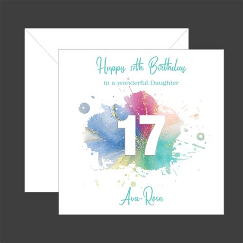 Personalised 17th Birthday Card 17 Birthday Card Seventeen Son
