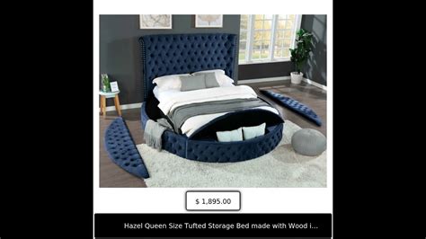 Hazel Queen Size Tufted Storage Bed Made With Wood In Blue YouTube