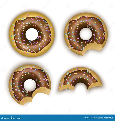 Half Eaten Chocolate Donut Isolated On White Background Stock Photo