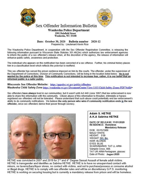 Shared Post Wisconsin Trans Serial Sex Offender Convicted Of Sex Crimes Against Disabled Girl