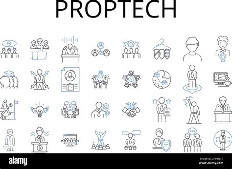 Proptech Line Icons Collection Property Technology Real Estate Tech