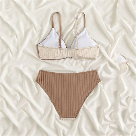 Piece Swimsuit Sport High Waist Bikini Set Girls Bathing Suits High Waist Patchwork Bikini Set