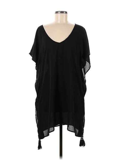 Beach Scene Collection 100 Polyester Solid Black Swimsuit Cover Up