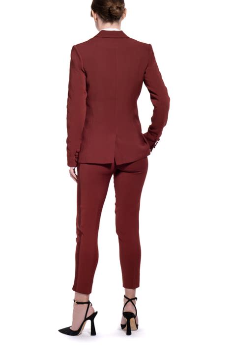 Burgundy Peak Lapel Tuxedo Jacket For Women Little Black Tux