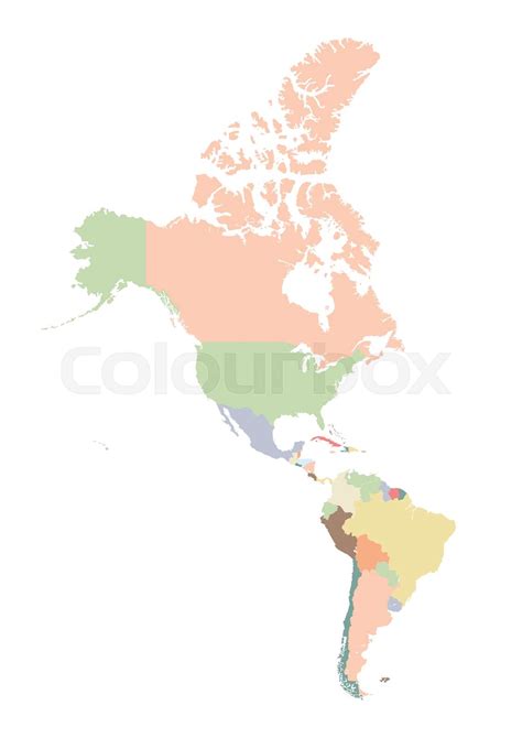 Detailed map of America continent | Stock vector | Colourbox