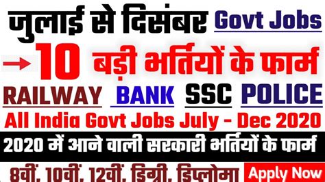 Govt Jobs 2020 Top 10 Upcoming Government Job Vacancy In 2020