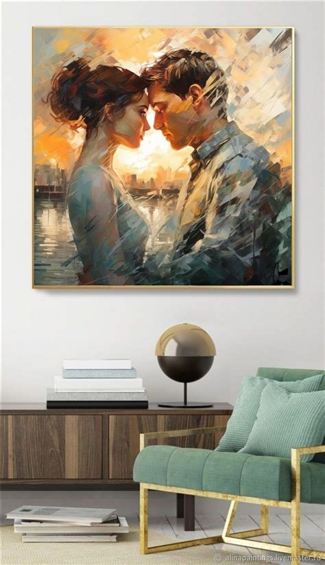 Картина маслом влюбленные Современное искусство Картина в интерьер в ...