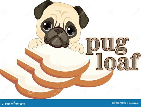 Pug Loaf Flat Illustration Version1 Stock Vector - Illustration of ...