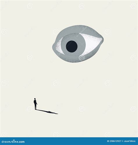 Business Man Being Monitored at Work Minimal Illustration. Symbol of