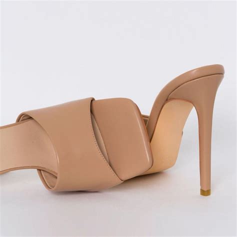 Simmi London AMALIE NUDE TAN STILETTO MULE HEELS UK Depop