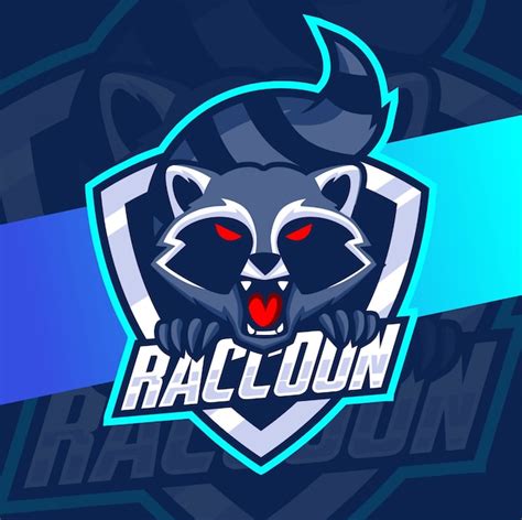 Guaxinim Mascote Logotipo Esport Vetor Premium