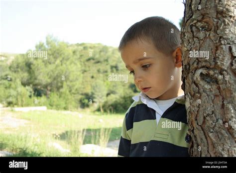 Meditative Emotions Tree Green Brown Brownish Brunette Portrait Eyes Dream Look Stock Photo Alamy