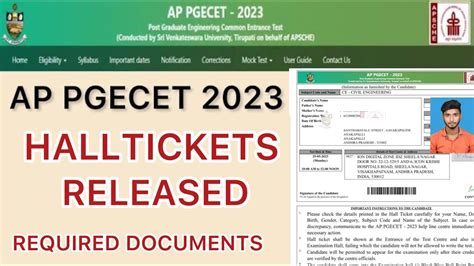 AP PGECET 2023 HALLTICKETS RELEASED REQUIRED DOCUMENTS FOR EXAM YouTube