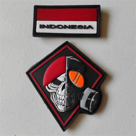 Jual Patch Rubber Logo Skull Tengkorak Baret Merah Kopassus Bendera