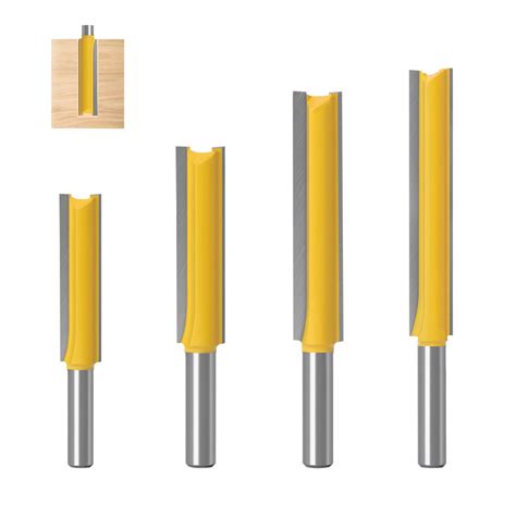 4pcs 8mm Shank Router Bit Straight Router Bit Wood Burr Extra Long